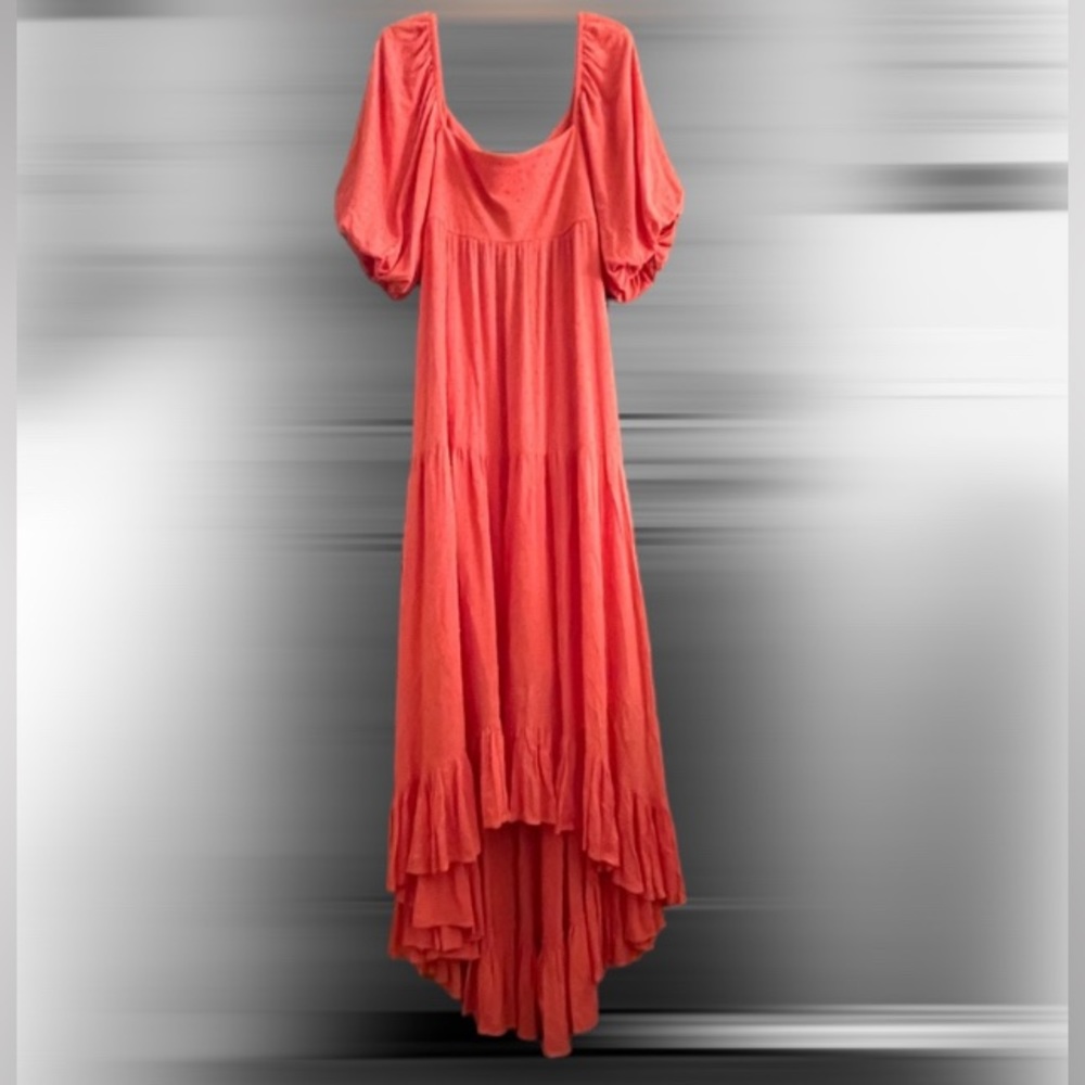 KLEID coral asymmetrical hem maxi dress, size M, NWT
